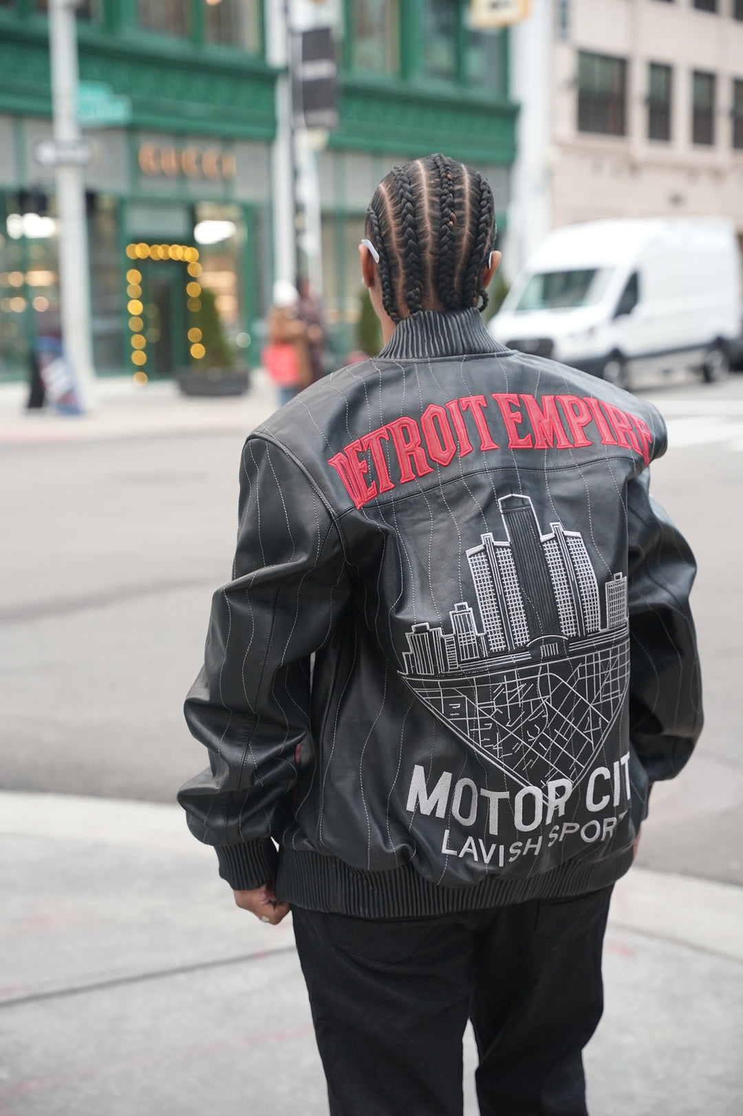 Detroit Empire Leather Bomber Jacket
