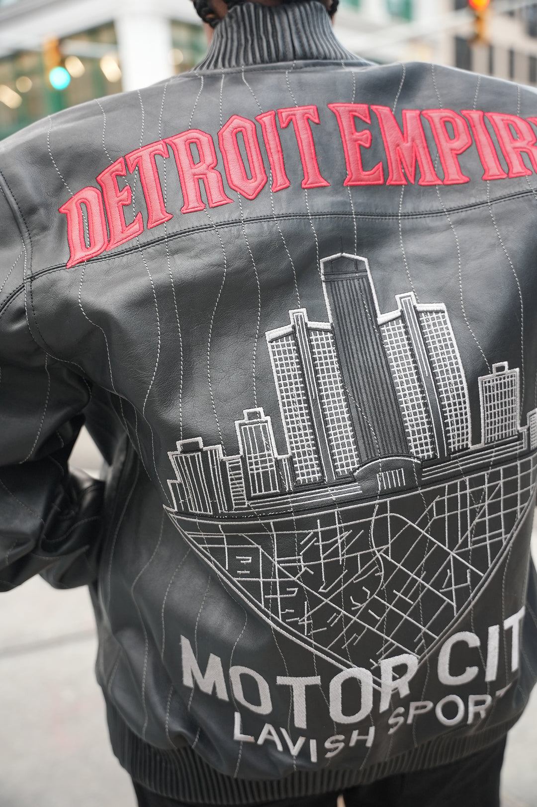 Detroit Empire Leather Bomber Jacket