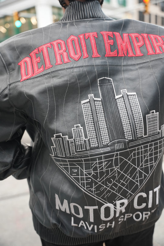 Detroit Empire Leather Bomber Jacket