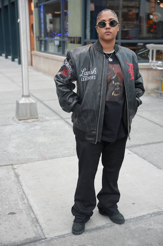 Detroit Empire Leather Bomber Jacket