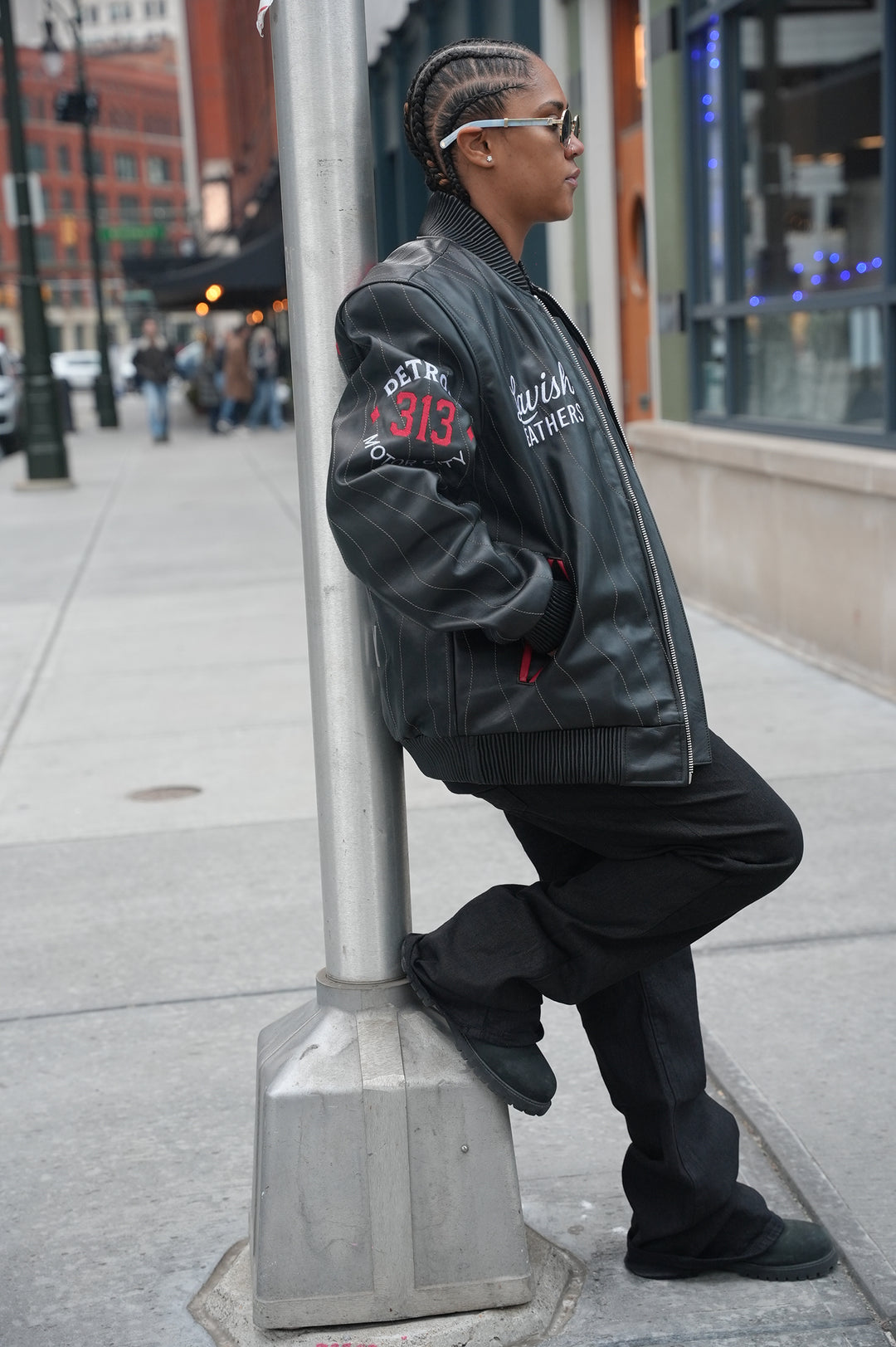 Detroit Empire Leather Bomber Jacket
