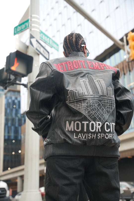 Detroit Empire Leather Bomber Jacket