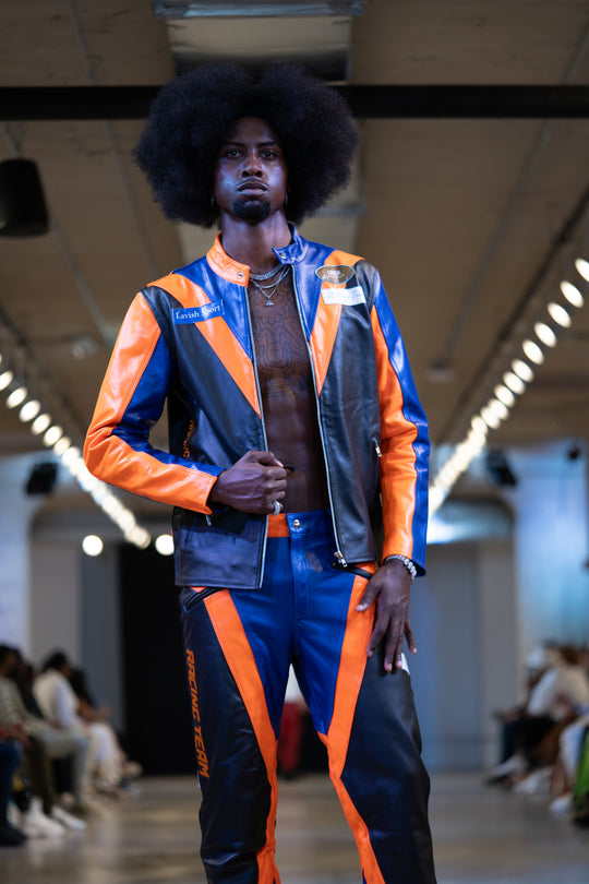 Sport Racing Team Panel Leather Pants & Jacket Set
