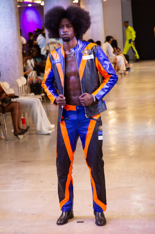 Sport Racing Team Panel Leather Pants & Jacket Set