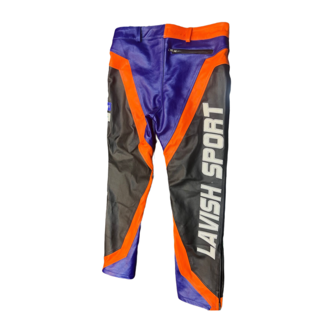 Sport Racing Team Panel Leather Pants & Jacket Set